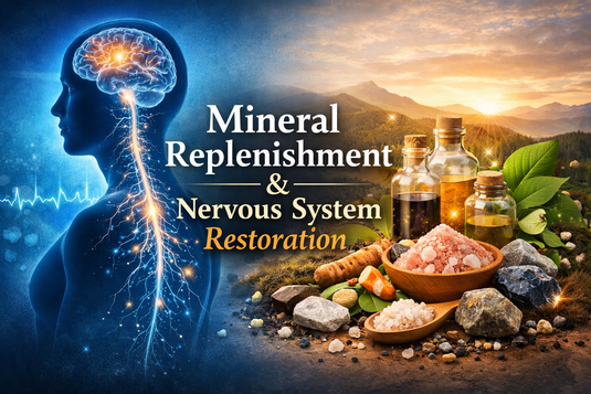 Feature image showing mineral replenishment nervous system restoration, highlighting trace minerals, brain conductivity, holistic wellness balance.