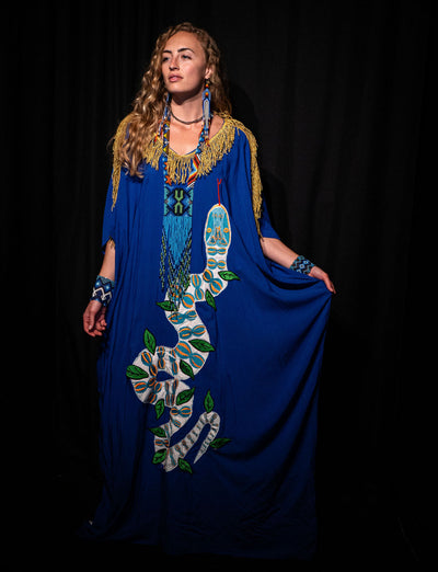 Yawanawa Serpent Ceremonial Royal Blue Dress
