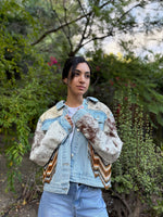 W1SE Cowhide Beaded Fringe Denim Jacket - Golden Spirit