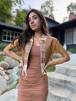 W1SE Ancestral Fringe Collar – Faux Leather & Handwoven Waist Loom