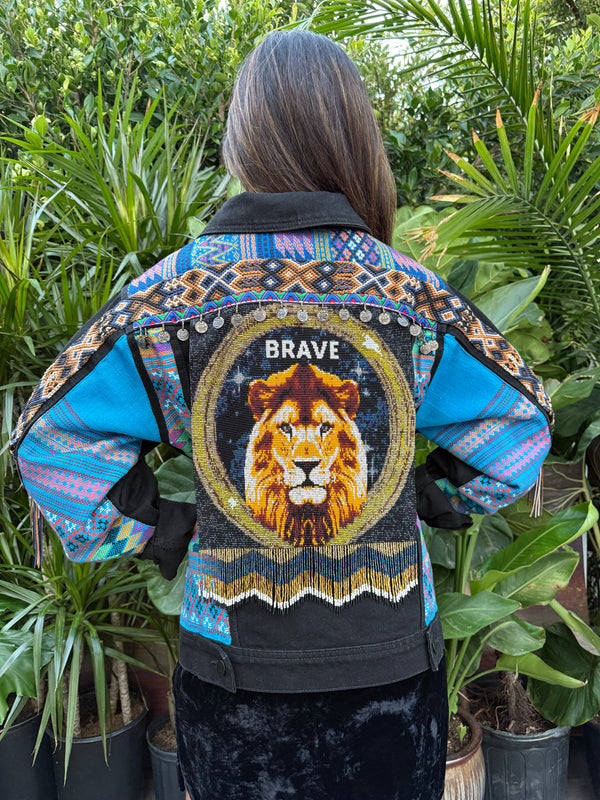 W1SE Lion Brave Jacket — Unisex Handcrafted Denim