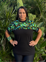 W1SE MAIA Tee – Unisex Black Multicolor Embroidered ArribaT-Shirt