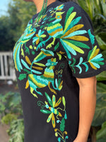 W1SE MAIA Tee – Unisex Black & Green Embroidered Cruzada T-Shirt