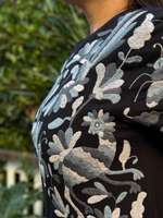 W1SE MAIA Tee – Unisex Black & Gray Embroidered Cruzada T-Shirt