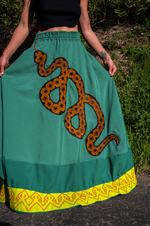Handcrafted Serpent Skirt – 1-of-1 Amazonian Embroidery | W1SE Tribal Wear for Conscious Living