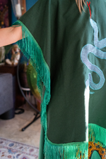 Sacred Serpent Fringe Poncho – 1-of-1 Tribal Cloak | W1SE Ceremonial Wear for Conscious Beings