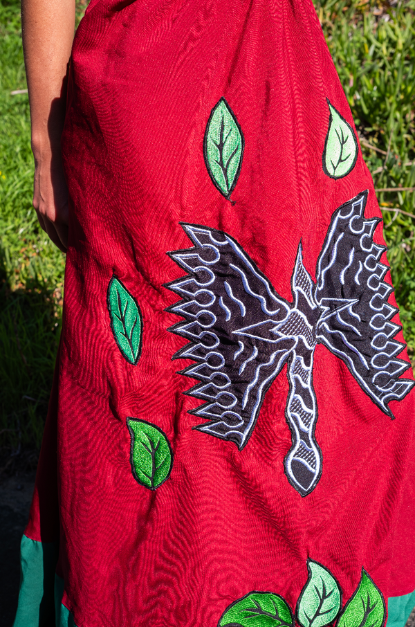 Sacred Red Skirts – 1-of-1 Amazonian Embroidered Designs | W1SE Ceremonial & Cultural Fashion