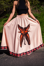 Butterfly Spirit Skirt – 1-of-1 Hand-Embroidered Tribal Skirt | W1SE Symbolic Fashion for Transformation