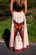 Butterfly Spirit Skirt – 1-of-1 Hand-Embroidered Tribal Skirt | W1SE Symbolic Fashion for Transformation