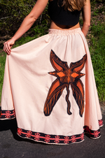 Butterfly Spirit Skirt – 1-of-1 Hand-Embroidered Tribal Skirt | W1SE Symbolic Fashion for Transformation